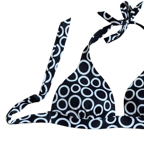 Victoria’s Secret Black & White Circle Triangle Bikini Top LARGE - Picture 2 of 10
